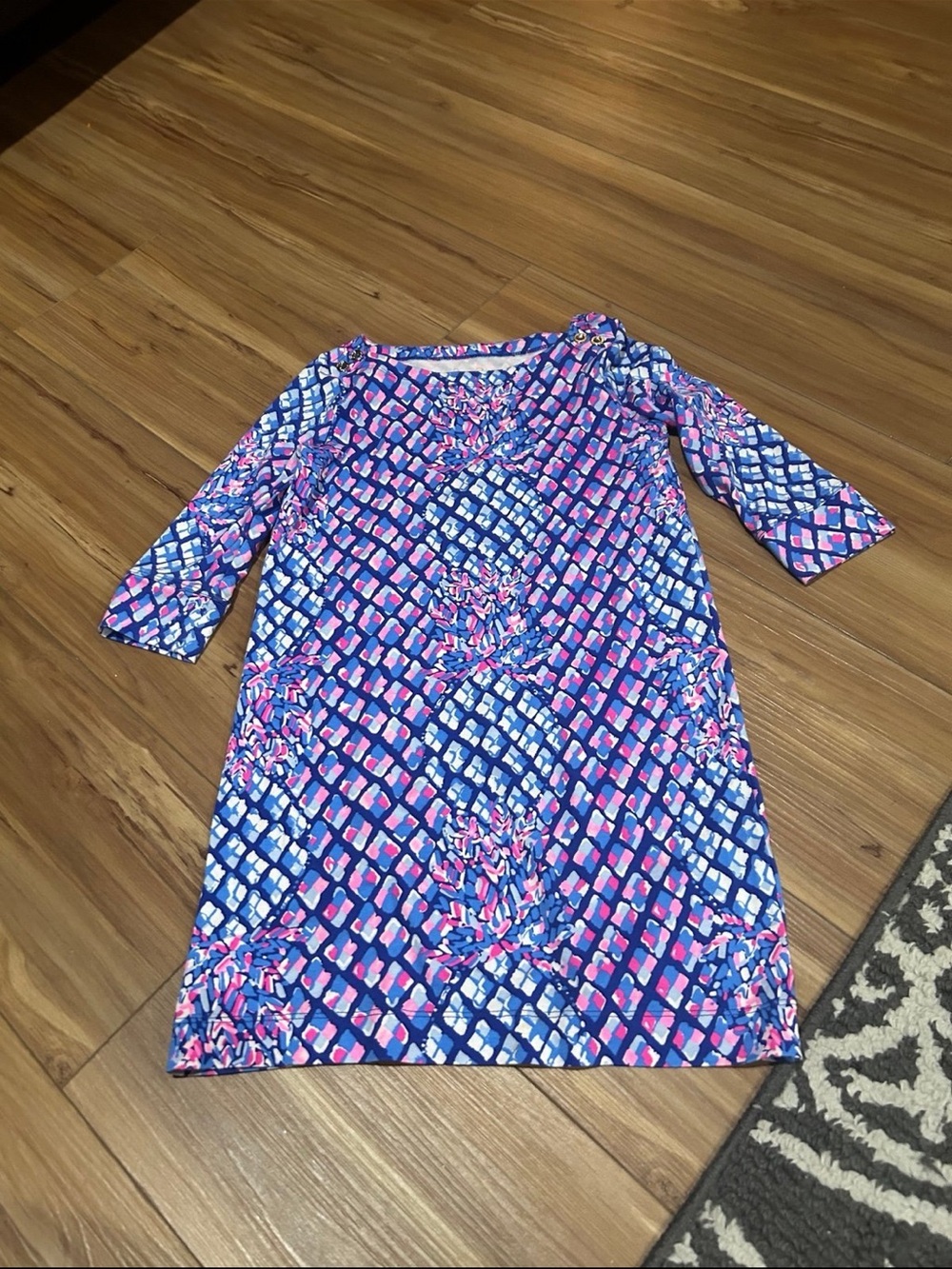 Lilly Pulitzer Blue and Pink Abstract Print Dress Size Medium
